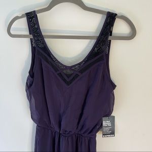 Purple Maxi Dress with Lace Detail